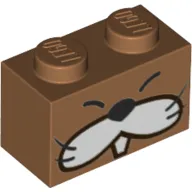 Brick 1 x 2 with Face, Monty Mole Print