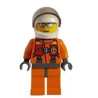 Coast Guard, Orange Jumpsuit, White Helmet with Visor, Silver Sunglasses