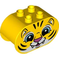 Duplo Brick 2 x 4 x 2 Rounded Ends with Tiger Face Print