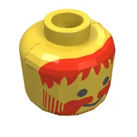 Minifig Head Pirate, Red Moustache, Beard and Messy Hair Print [Blocked Open Stud]