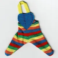 Scala, Baby Overalls, Blue Heart Top and Rainbow Striped Legs