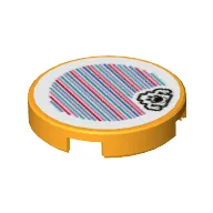 Tile Round 2 x 2 with Bottom Stud Holder with Gold Ghost and Barcode Print (Sticker)