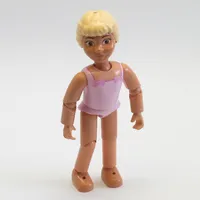 Belville Figure Articulated Elbows, Child, Female, Light Yellow Hair, Pink Swimsuit with Square Neck, Dark Pink Bows in Corners, Bare Feet