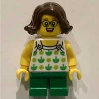 Kid - White Torso, Green Legs, Dark Brown Hair