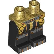 Hips and Black Legs with Gold Pockets, Dark Bluish Gray Knee Caps, Toes, Orange Circuitry print