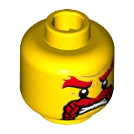 Minifig Head Battle Dwarf, Red Thick Eyebrows and Braided Moustache, Angry Expression Print [Hollow Stud]