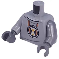 Torso, Hoody, Orange Laces, Hourglass Symbol, Orange X on back print, Flat Silver Arms, Dark Bluish Gray Hands