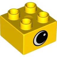 Duplo Brick 2 x 2 with Eye with White Spot Print, on Two Sides - Type 1