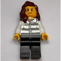 Criminal, Woman, Prison Shirt with #86753, Reddish Brown Hair