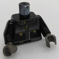 Torso Leather Jacket with Zipper Print (Stuntman), Black Arms, Dark Gray Hands