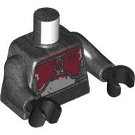 Torso, Dark Red/Light Bluish Grey Mandalorian Armor, Scratched print, Pearl Titanium Arms, Black Hands