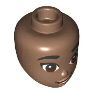 Minidoll Head, Black Eyebrows, Reddish Brown Eyes, Peach Lips, Open Mouth Smile