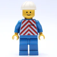 Train Worker - Red Vest, Blue Legs, White Helmet, Plain Face