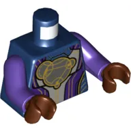 Torso Armor, Light Bluish Gray and Dark Purple Panels, Gold Trim, Dark Bluish Gray Circles Print, Dark Purple Arms, Reddish Brown Hands