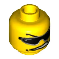Minifig Head Dash, Sunglasses, Arched Eyebrows, Open Mouth, and Headset Print [Blocked Open Stud]