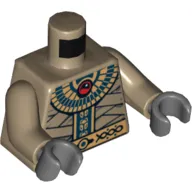Torso Bandage Wrapping with Gold Necklace and Gold Belt Print (Amset-Ra), Dark Tan Arms, Dark Bluish Gray Hands
