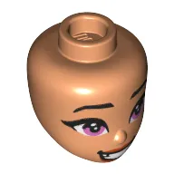 Minidoll Head Big Bright Pink Eyes, Crazy Smile, Red Lips print