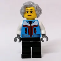 Dark Azure Torso, Black Legs, Light Bluish Grey Hair