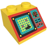 Slope 45° 2 x 2 with Grid Screen, Shark, and Controls on Red Panel Print (Aquazone)