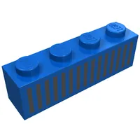 Brick 1 x 4 with Bottom Tubes, Lowered Center Cross Support with Black 15 Bars Grill Print