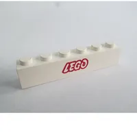 Brick 1 x 6 with Red LEGO Logo, Open O print