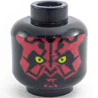 Minifig Head Darth Maul, Red Face, Yellow Eyes Print