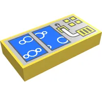 Tile 1 x 2 with Blue Windows and Bubbles Print