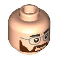 Minifig Head Henry Loomis, Black Eyebrows, Reddish Brown Beard, Silver Glasses, Neutral/Angry