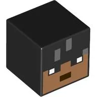 Minifig Head Special, Cube, Pixelated Nougat Face, Black Eyes Print