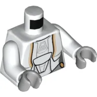 Torso Jedi Robe with Gold Markings Print, White Arms, Light Bluish Gray Hands