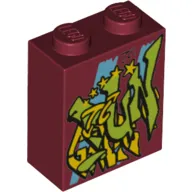 Brick 1 x 2 x 2 with Inside Stud Holder with Graffiti Tag print