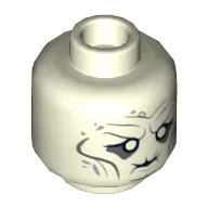 Minifig Head Witch-King, White Eyes, Puckered Mouth, Cheek Lines and Wrinkles, Thin Hair on Reverse Print [Hollow Stud]