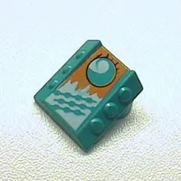 Slope 2 x 2 No Studs, with 3 Side Pistons Raised Edges and Loopin Print