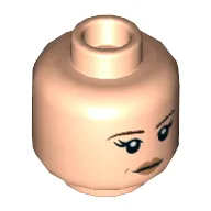 Minifig Head, Brown Eyebrows, Peach Lips, Beauty Mark, Neutral / Angry Print