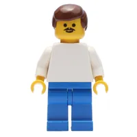 Soccer Player White Torso, Blue Legs, Brown Hair, Mustache