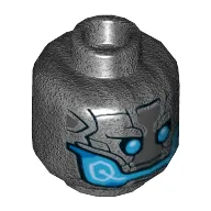 Minifig Head Ultron, Dual Sided, Blue Eyes and Mouth Print [Hollow Stud]