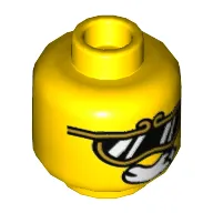 Minifig Head Monkie Kid, Sunglasses with Gold Frames and Smile with Star / Big Eyebrows and Smirk Print