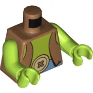 Torso Vest, Open with Bare Chest, Large Button Belt Buckle Print, Lime Arms and Hands