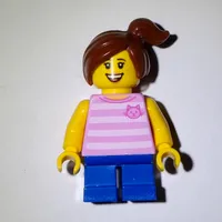 Bright Pink Hair, Blue Legs, Reddish Brown Hair