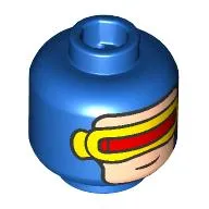 Minifig Head Cyclops, Mask with Red and Yellow Visor, Slight Smile / Neutral Print
