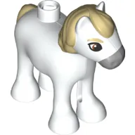 Duplo Animal Horse/Foal with Light Bluish Grey Nose, Tan Manes
