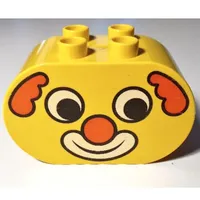 Duplo Brick 2 x 4 x 2 Rounded Ends with Clown Face Print