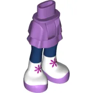 Minidoll Hips and Layered Skirt with Dark Blue Legs, White Socks and Lavender Shoes Print