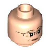 Minifig Head Kathi Dooley, Reddish Brown Glasses and Closed Mouth / Copper Glasses and Open Mouth Print