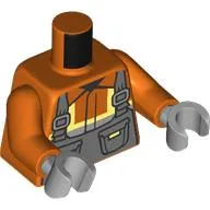 Torso Safety Jacket, Dark Bluish Grey Overalls Print, Reddish Orange Arms, Light Bluish Gray Hands