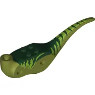 Animal Body Part, Dinosaur, Raptor Body with Dark Green Top with Lime Stripes on Sides Print