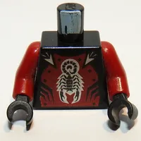 Torso Armor with Scorpion Print, Dark Red Arms, Black Hands