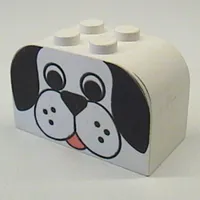 Brick Curved 2 x 4 x 2 Double with Dog Face Print