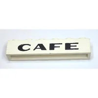 Brick 1 x 6 without Bottom Tubes with Cross Side Supports with 'CAFE' Sans-Serif Thick Print