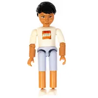 Belville Figure Articulated Elbows, Child, Male, Black Hair, White Shirt with LEGO Logo, Light Violet Shorts